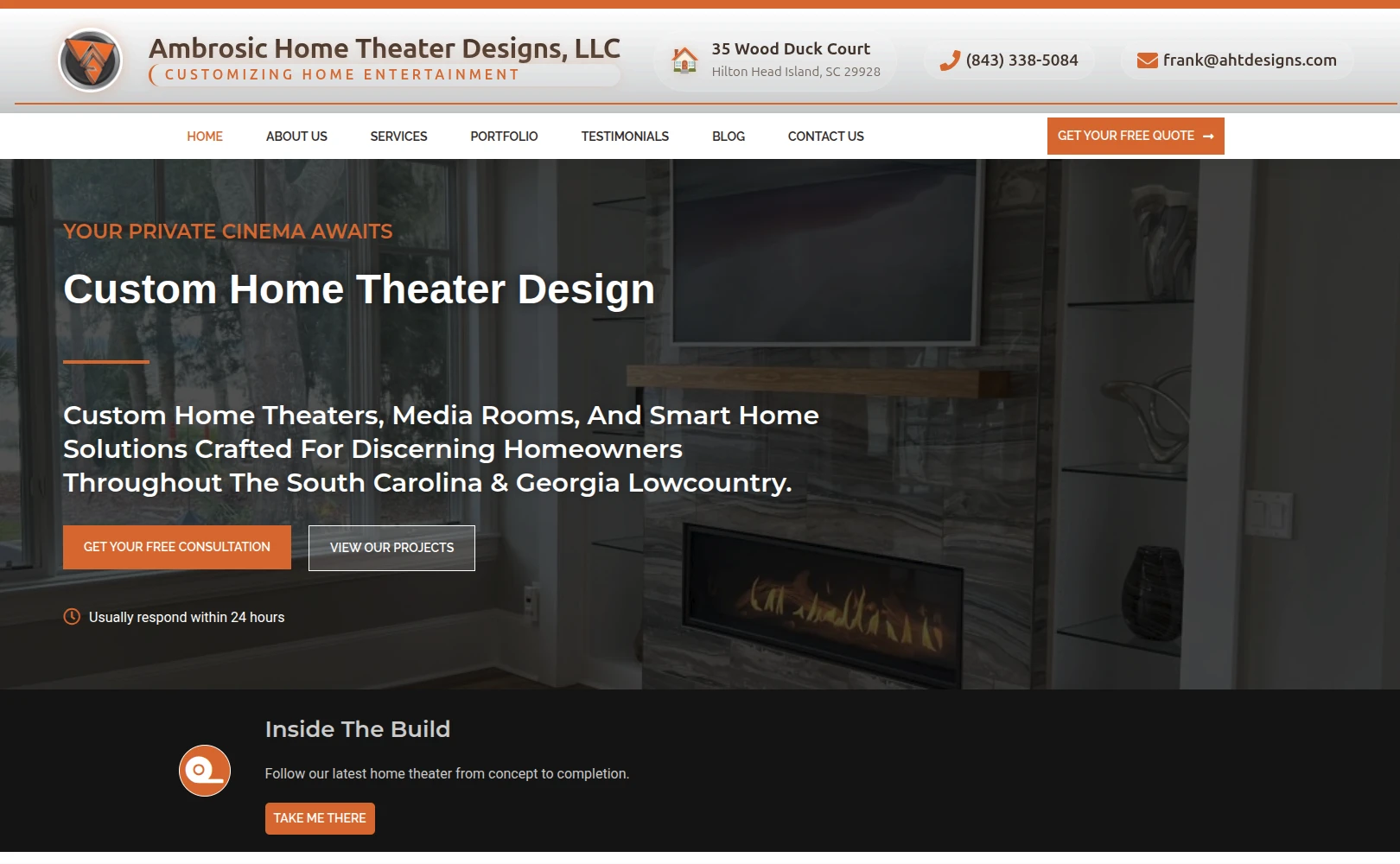 Ambrosic Home Theater Designs website preview